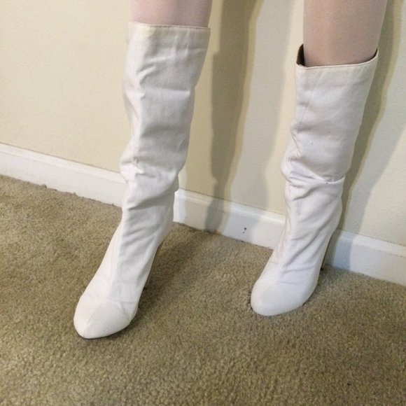 WHITE MID CALF COWGIRL BOOTS FOR SUMMER - Picture 5 of 6